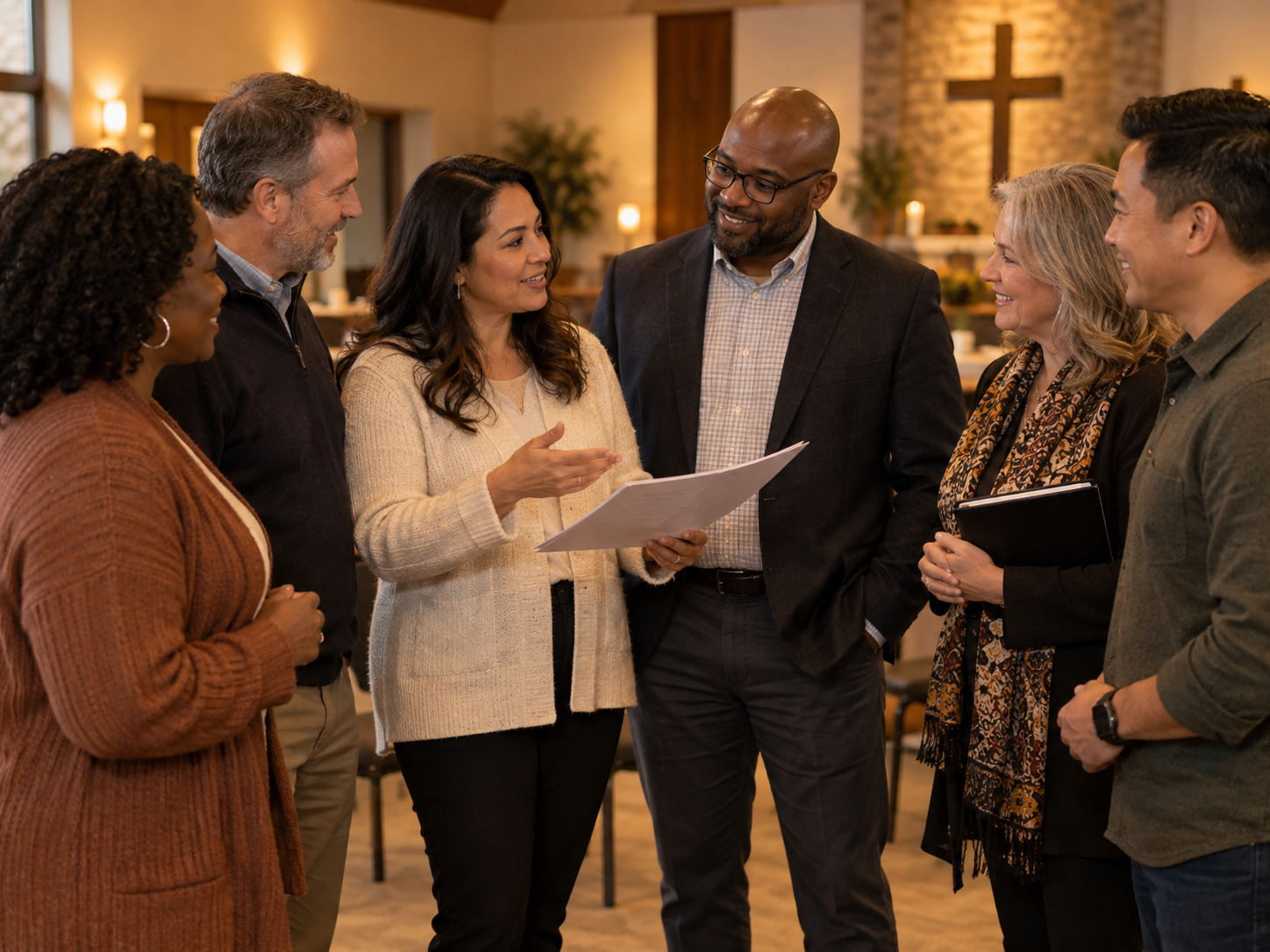 Church leadership team discussing a shared action plan